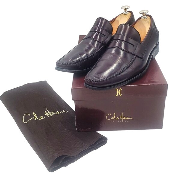 Cole Haan Noche Men's size 8.5 Cordovan Brown Slip-On Penny Loafer Dress Shoes - Picture 1 of 10